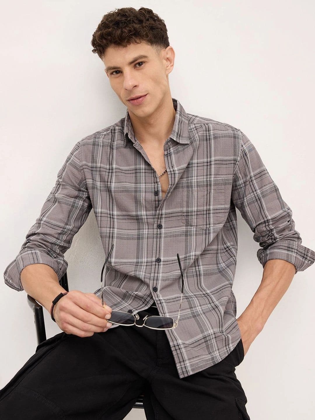 VASTRADO Men Classic Slim Fit Checked Casual Shirt - view 1