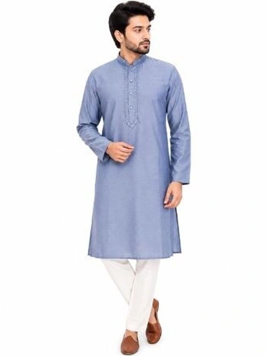 MEHWISH Men Cotton Embroidered Thread Work Handloom Kurta - view 1