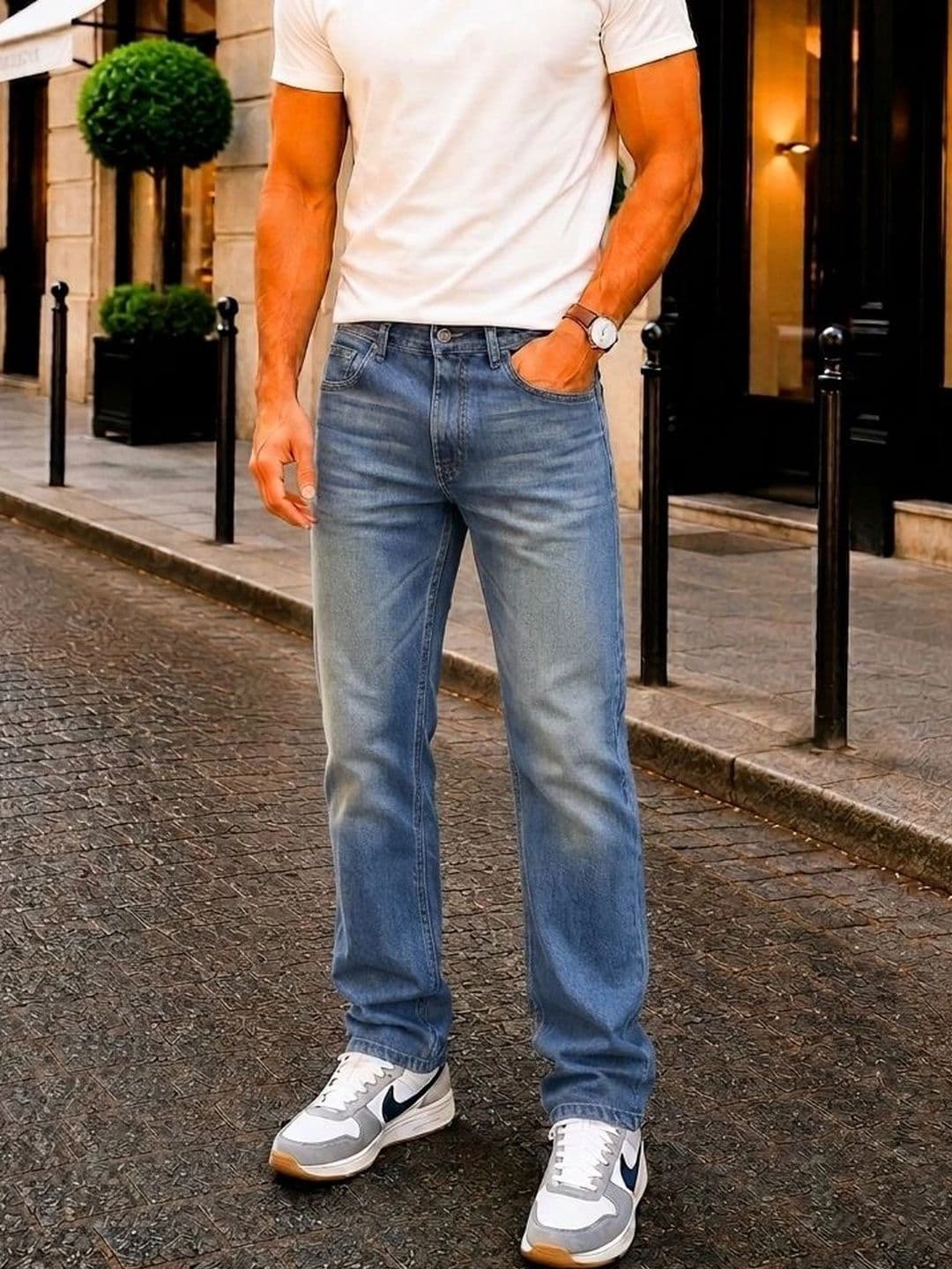 zayla Men Jean Regular Fit Mid-Rise Light Fade Stretchable Jeans - view 1