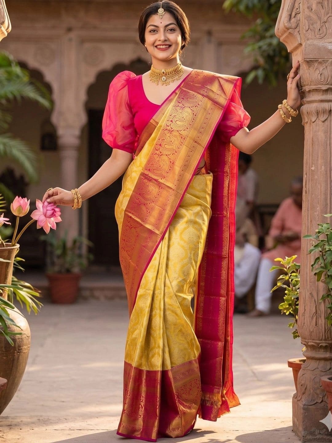 clotheva Woven Design Zari Art Silk Banarasi Saree - view 1