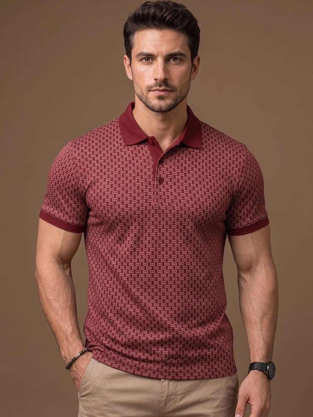 Roadster Men Printed Polo Collar T-shirt - view 1