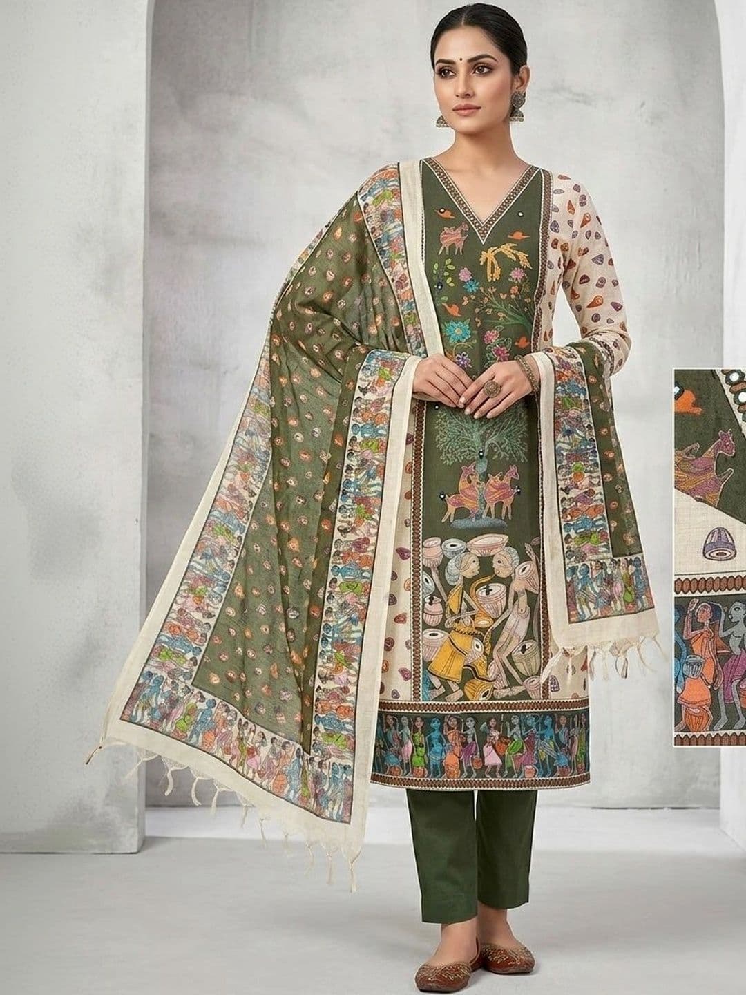 WaCraz Printed Pure Cotton Semi-Stitched Dress Material - view 1