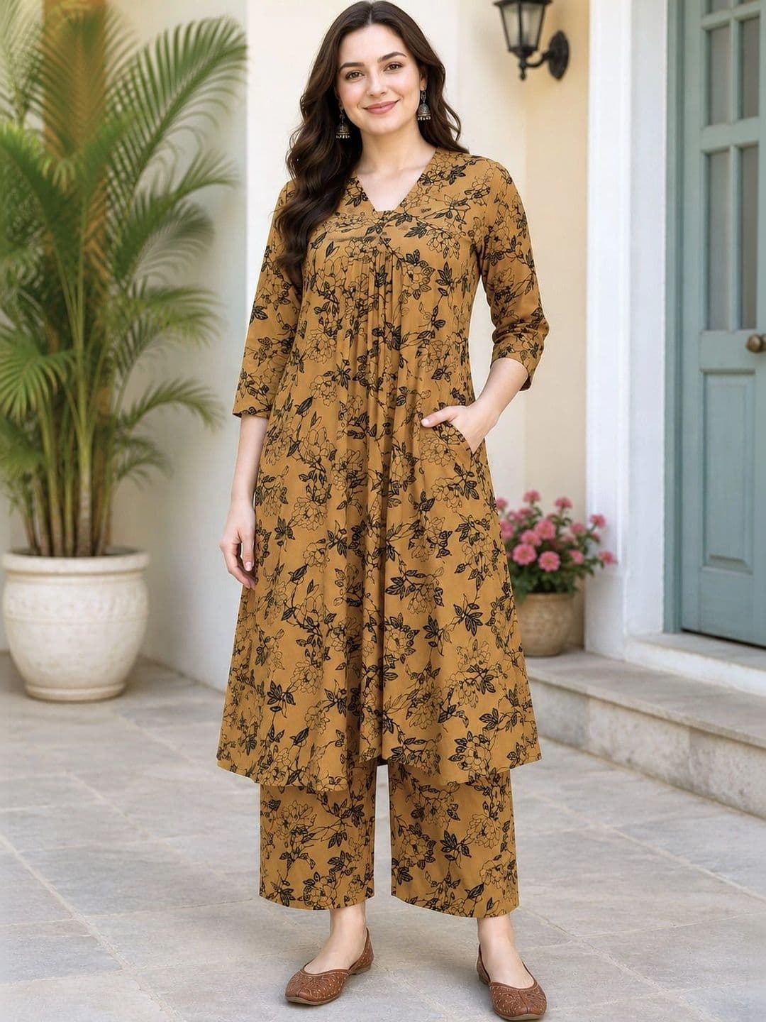 EVANORA Women Floral Printed Regular Kurta with Palazzos - view 1