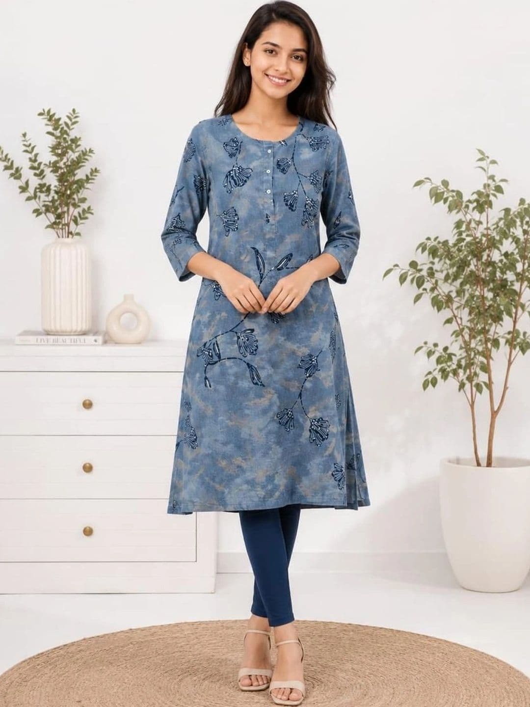 SHIFZ Women Floral Printed Round Neck Kurta - view 1