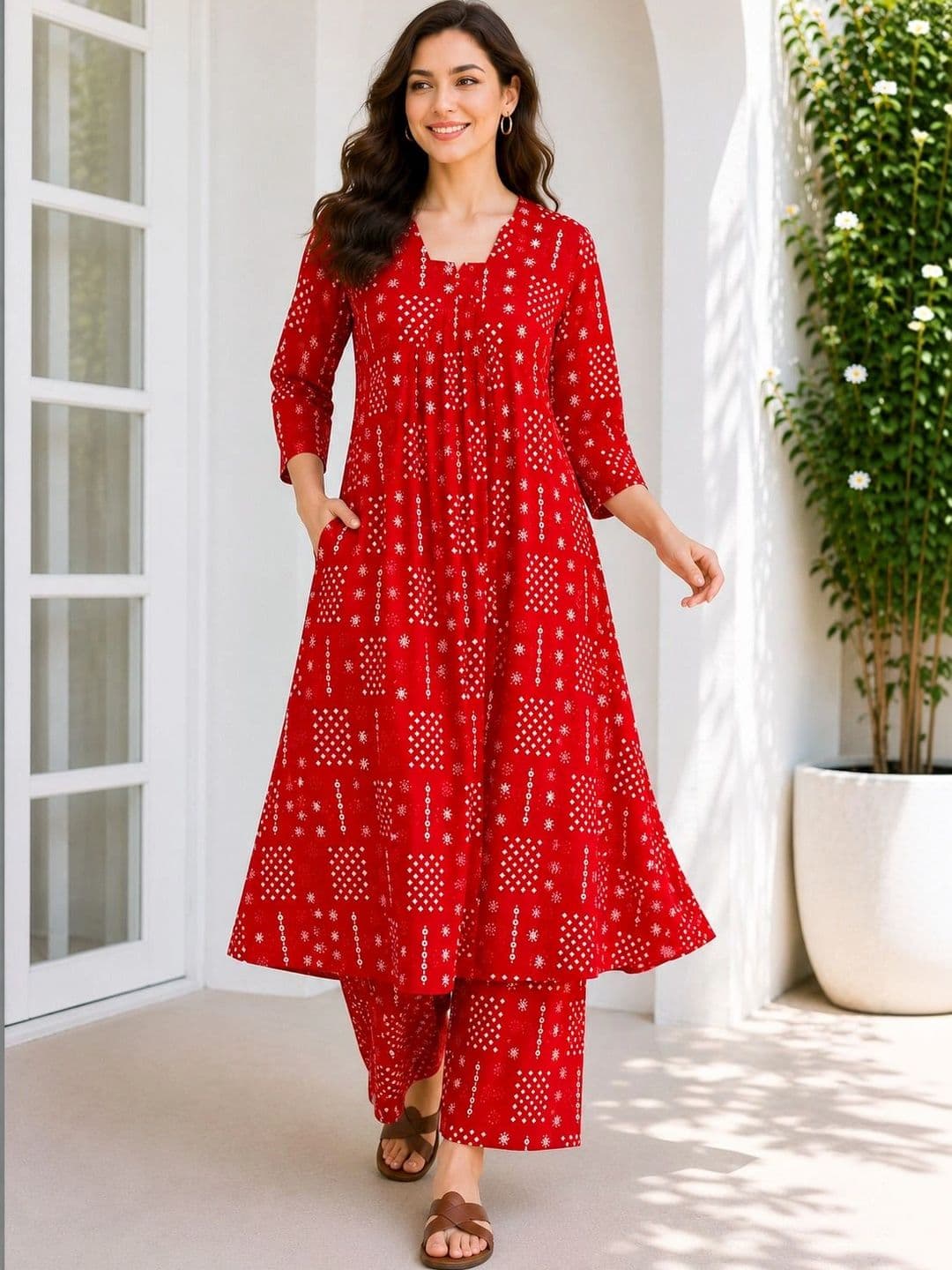 HIVA TRENDZ Women Printed Regular Kurta with Palazzos - view 1