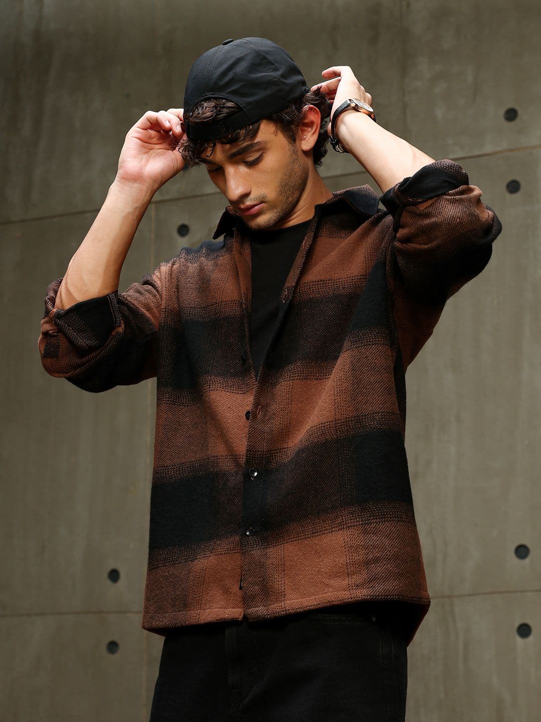 CAHOOT Men Yarn Dyed Brushed Buffalo Checks Oversized Casual Shirt - view 1