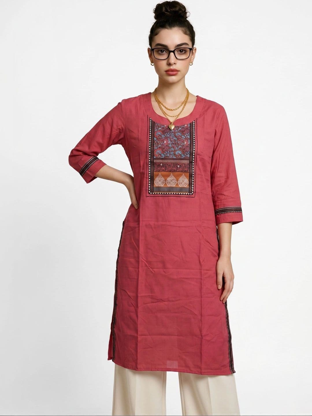Pehroam Women Ethnic Motifs Embroidered Thread Work Kurta - view 1