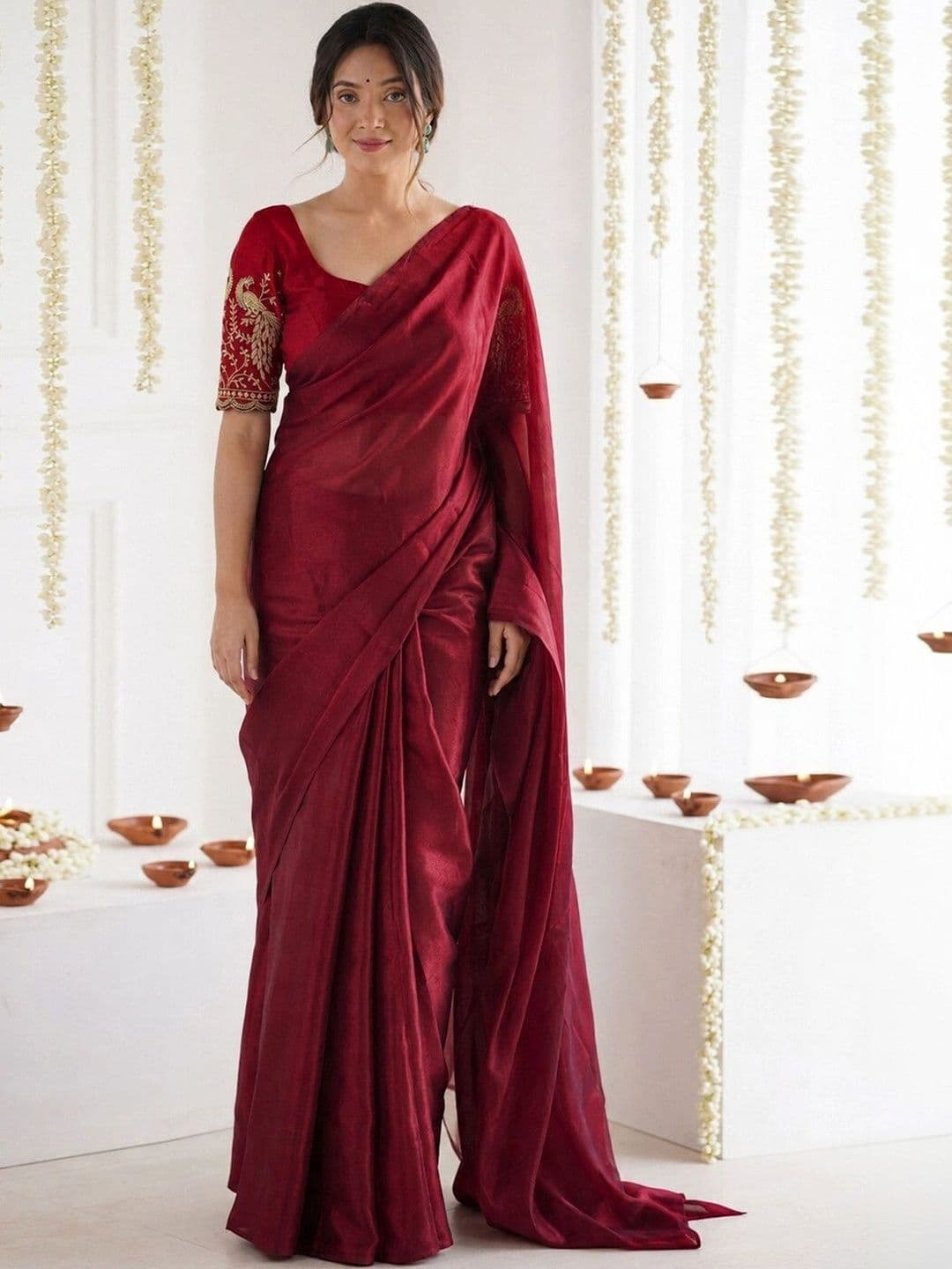 Satrani Embroidered Tissue Saree - view 1