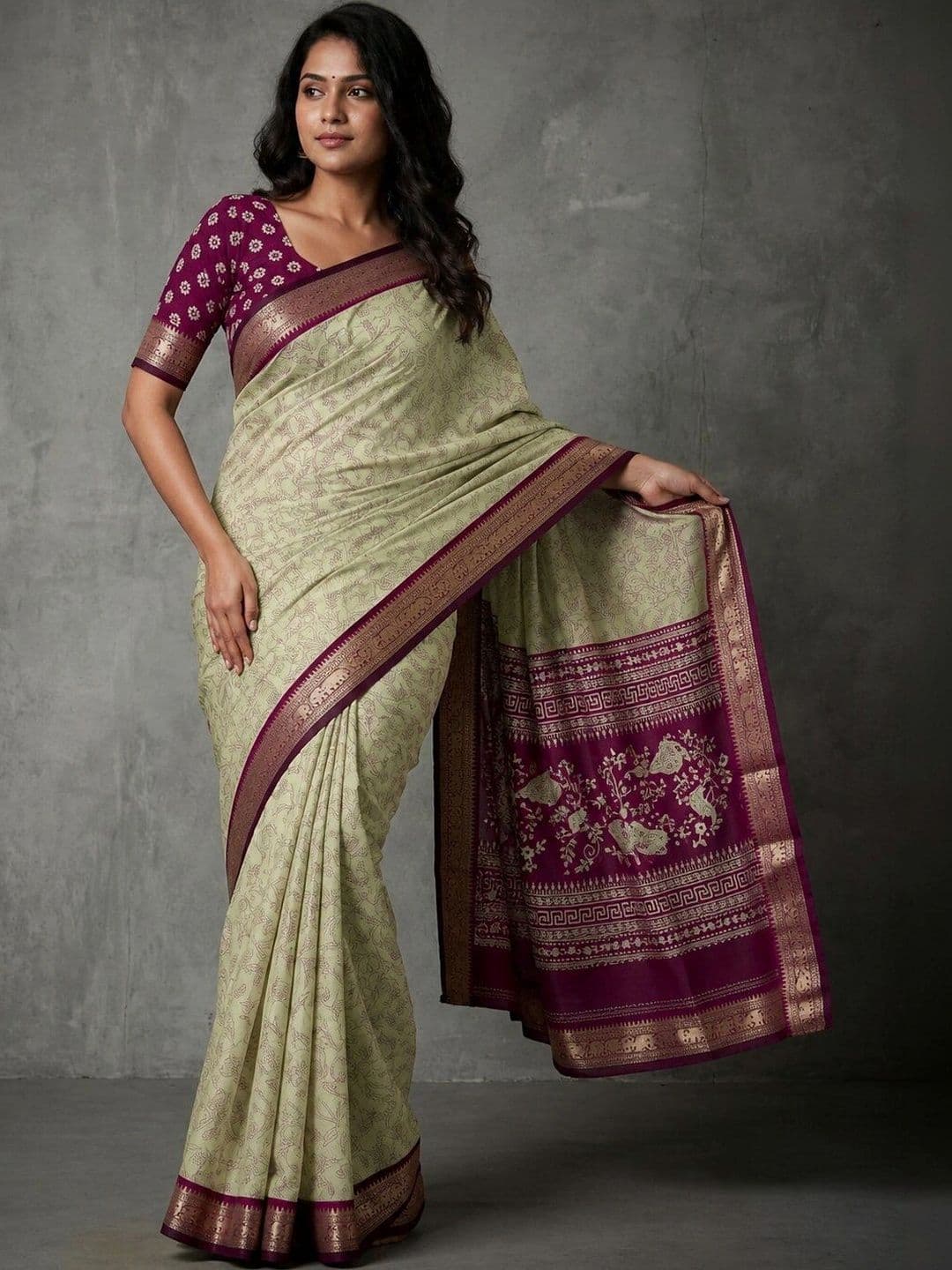 NARIVESH TRENDS Floral Zari Saree - view 1