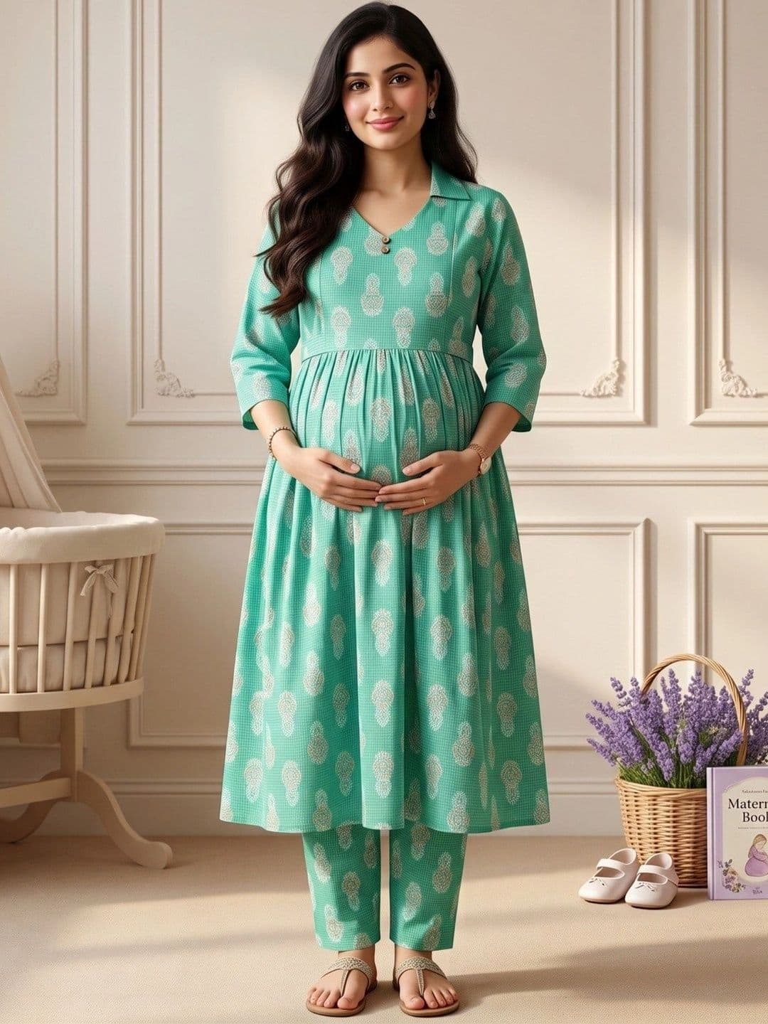 DUMMY SHAPE Women Floral Maternity Kurta with Trousers - view 1