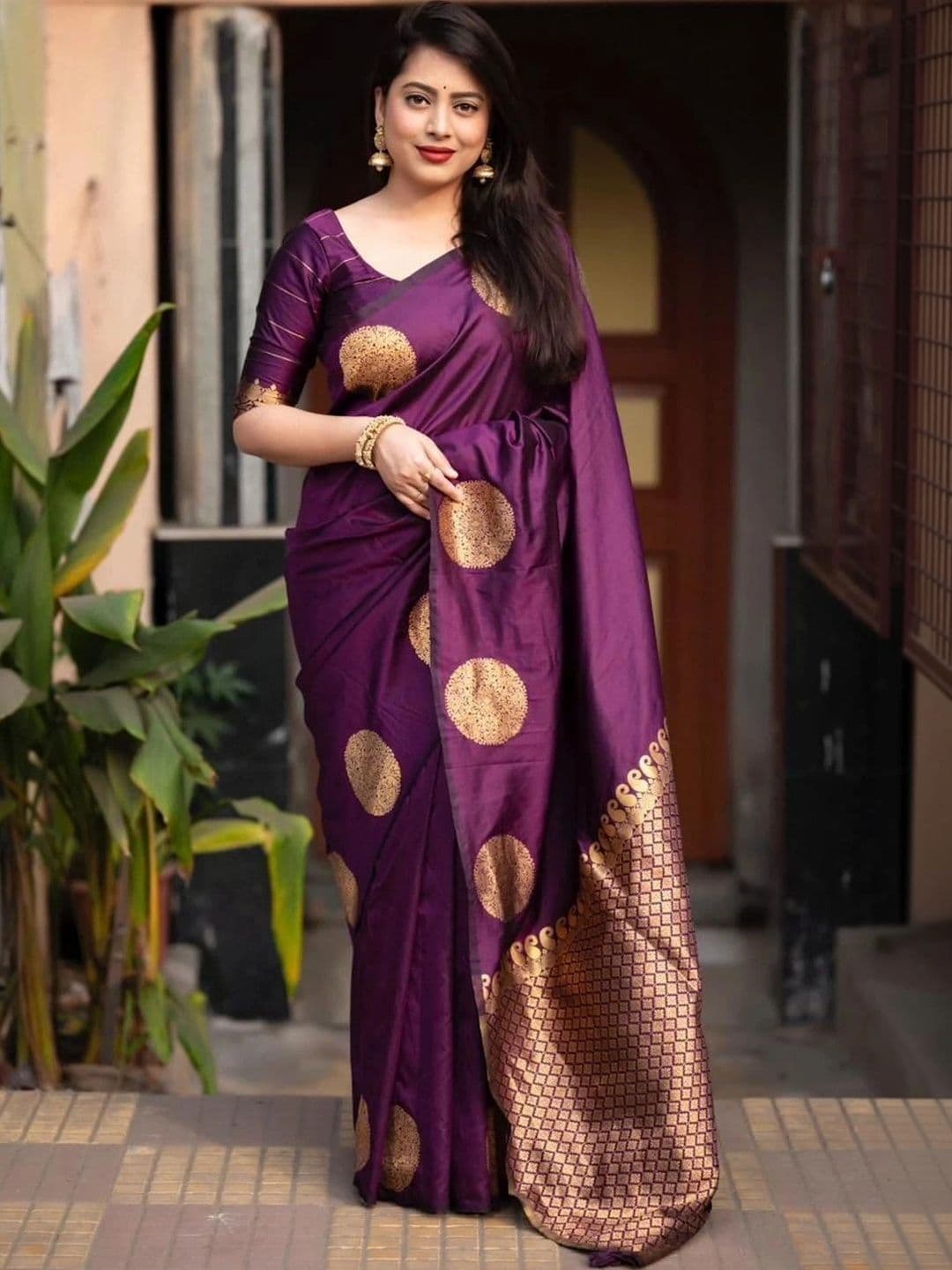 VYOM CREATION Woven Design Zari Art Silk Banarasi Saree - view 1