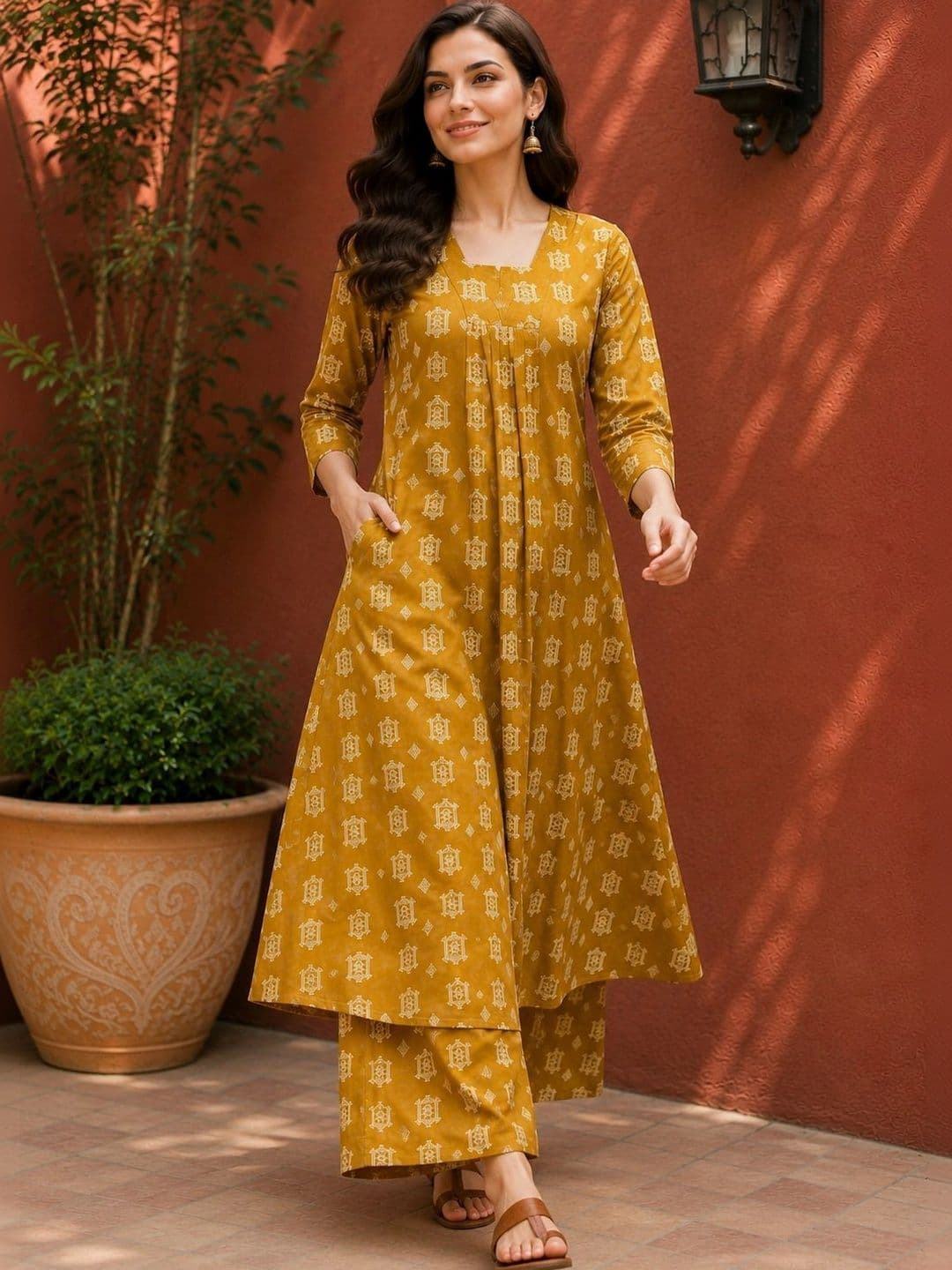 HIVA TRENDZ Women Printed Regular Kurta with Palazzos - view 1