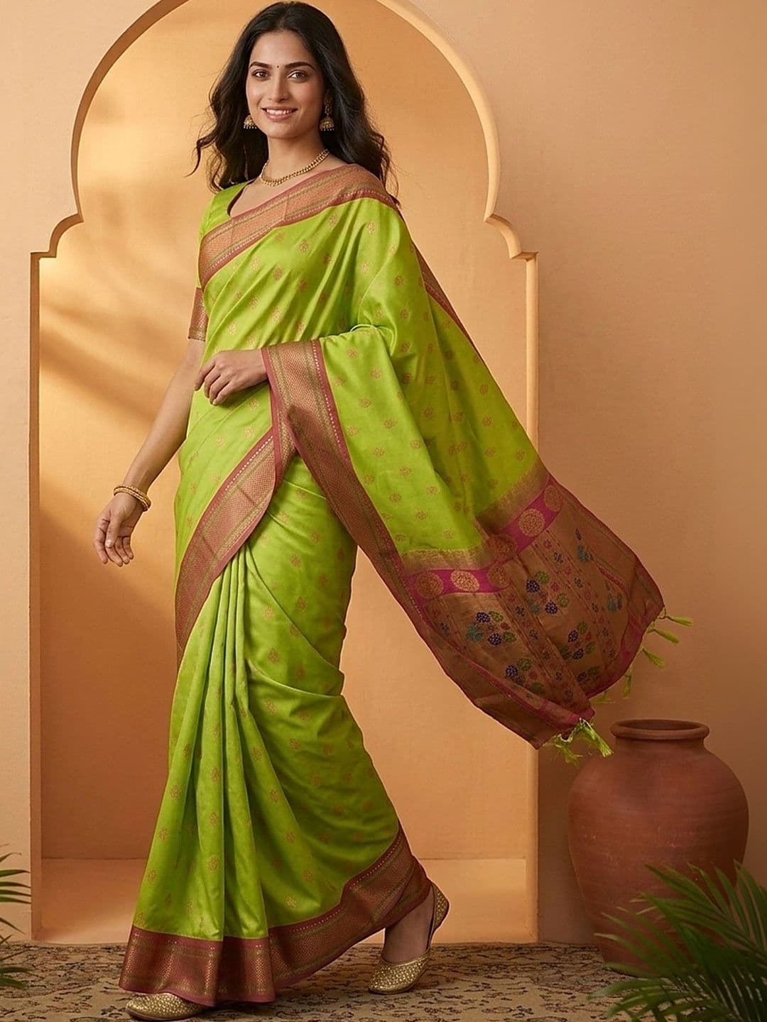 all about you Woven Design Zari Silk Blend Banarasi Saree - view 1