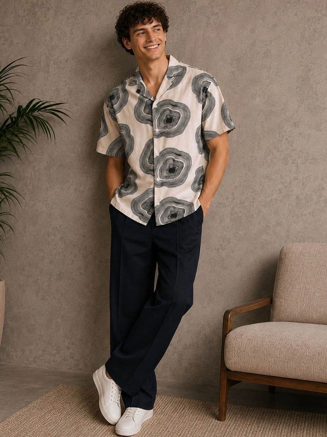 The Roadster Lifestyle Co. Men Boxy Fit Abstract Printed Cuban Collar Cotton Casual Shirt - view 1