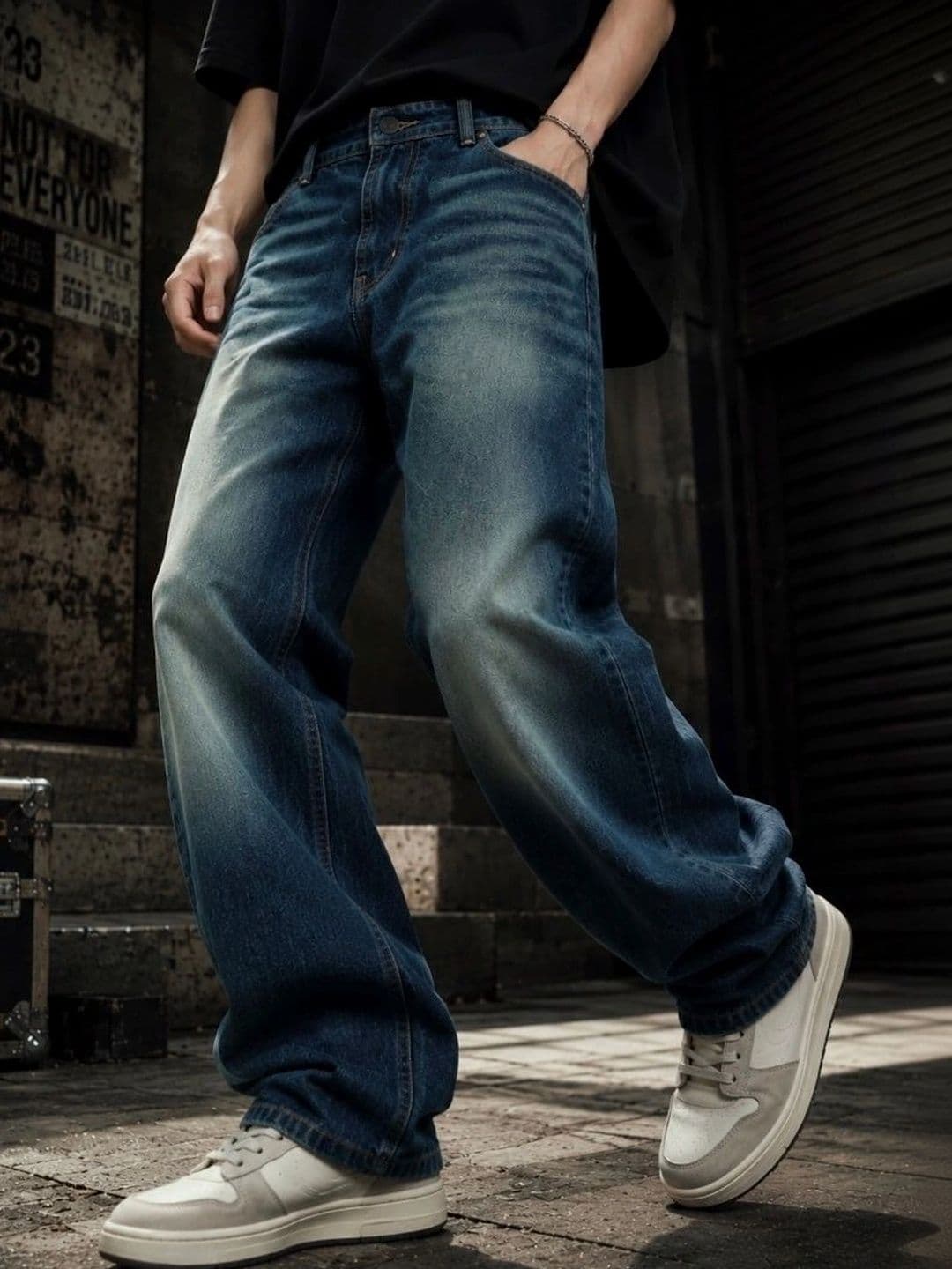 Bene Kleed Men Relaxed Fit Mid-Rise Low Distress Light Fade Jeans - view 1