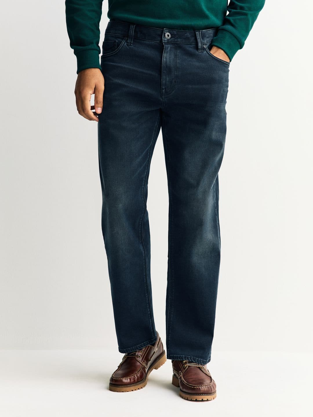 NEXT Men Straight Fit Mid-Rise Light Fade Stretchable Jeans - view 1
