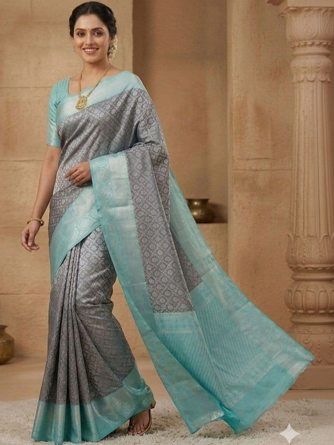 Zoomera Woven Design Zari Art Silk Banarasi Saree - view 1