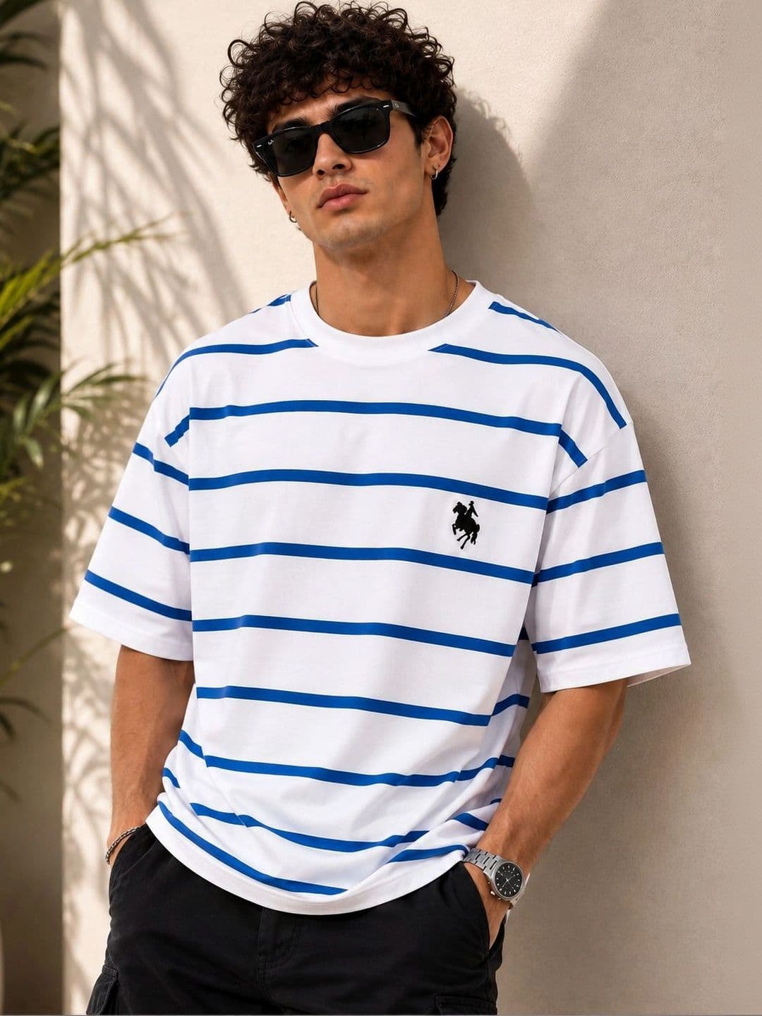 LAUREN ADAMS Men Relaxed Fit Striped Cotton T-shirt - view 1