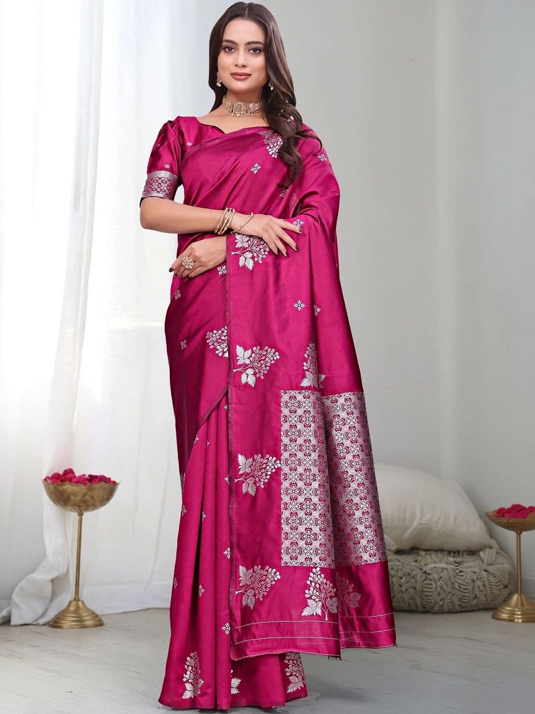 KALINI Woven Design Zari Silk Blend Saree - view 1