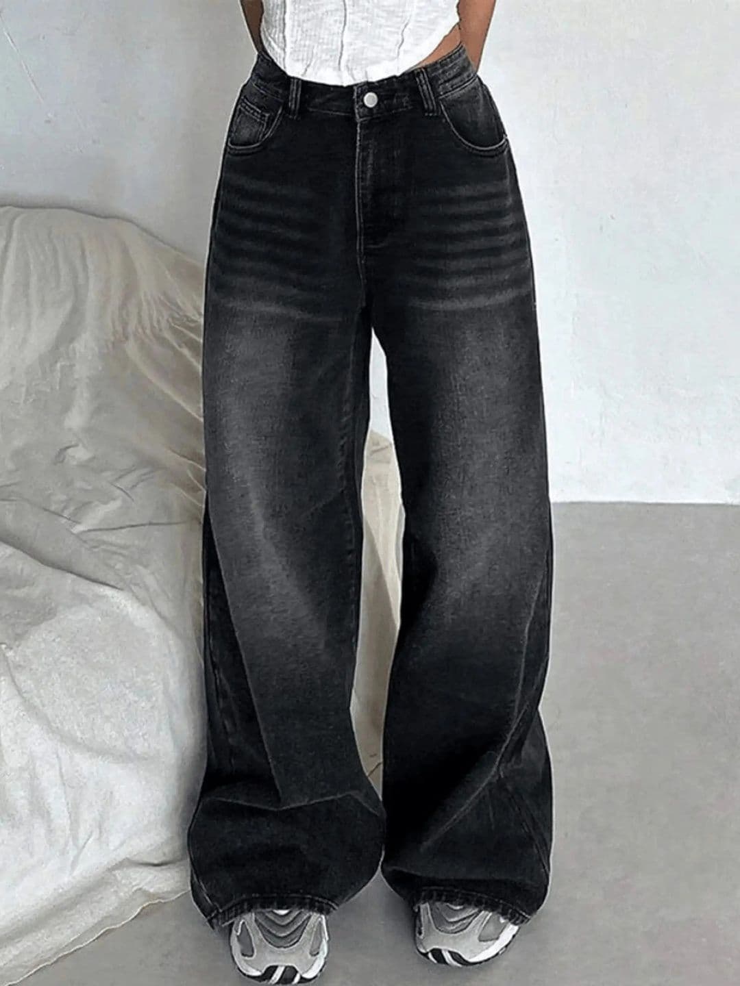 MERCEL Women Original Wide Leg High-Rise Low Distress Light Fade Stretchable Jeans - view 1