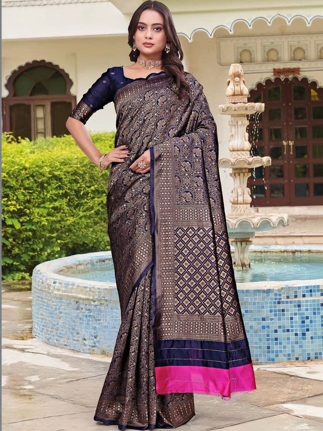 KALINI Woven Design Zari Silk Blend Saree - view 1