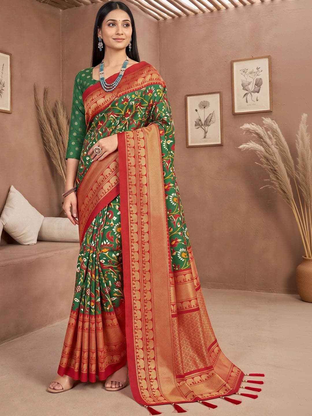Anouk Floral Zari Designer Saree - view 1