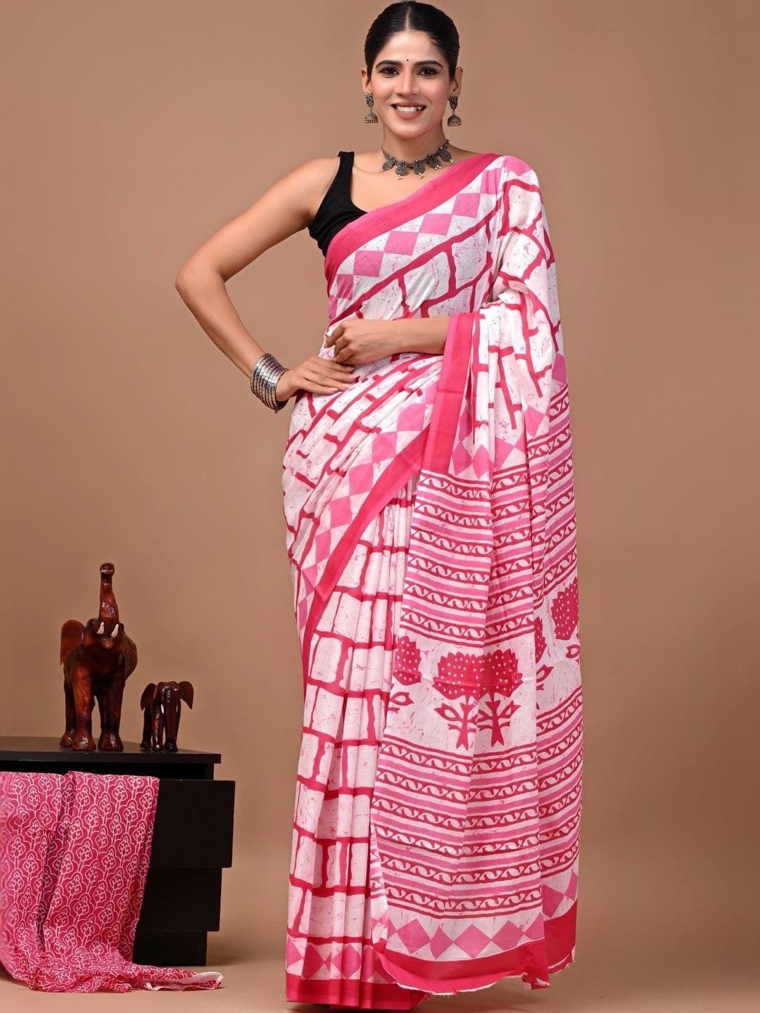 Anouk Batik Pure Cotton Block Print Saree - view 1