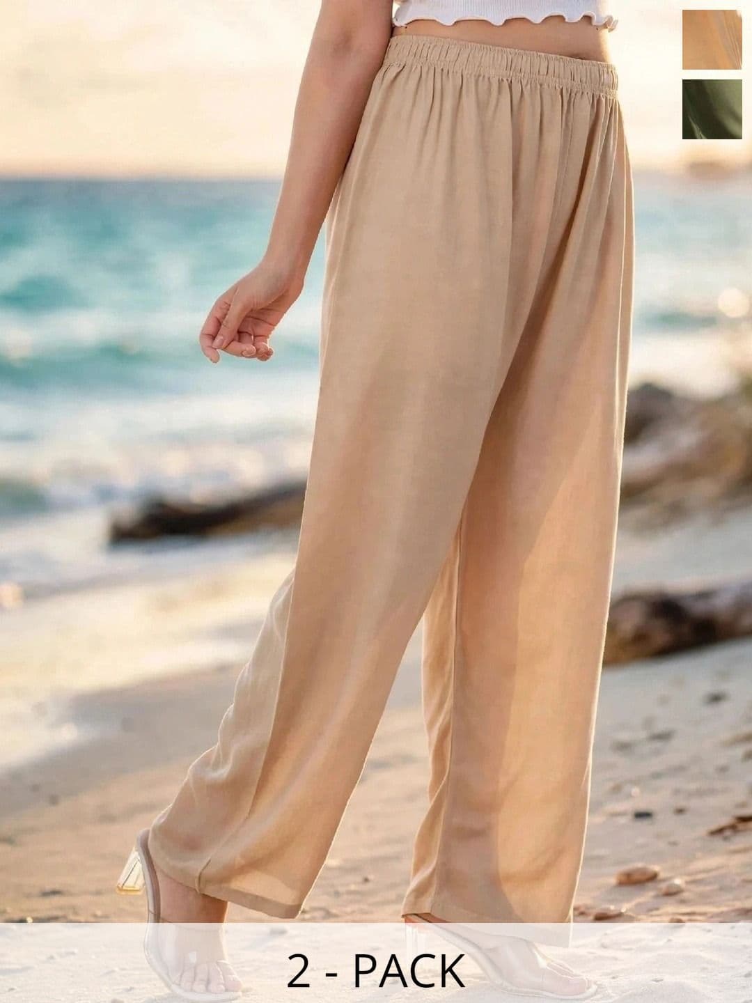 MICHAEL KOVLIN Women Pack of 2 Comfortable Trending Wide Leg Luxe Flared Palazzo - view 1