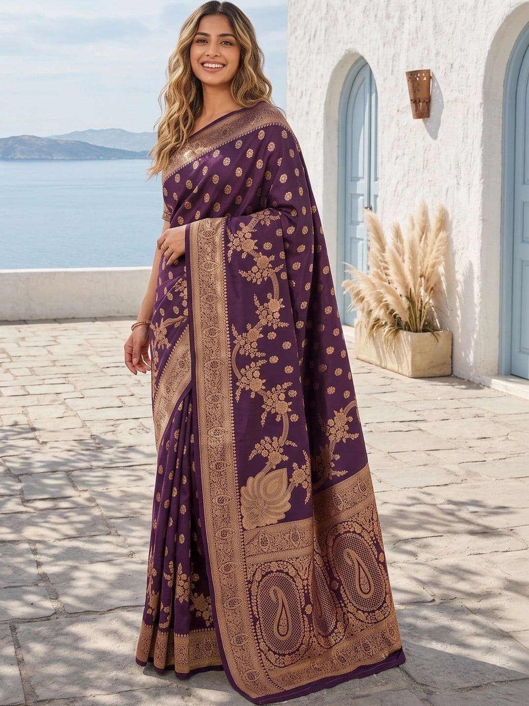 ROOP RADHIKA Woven Design Zari Silk Blend Designer Banarasi Saree - view 1