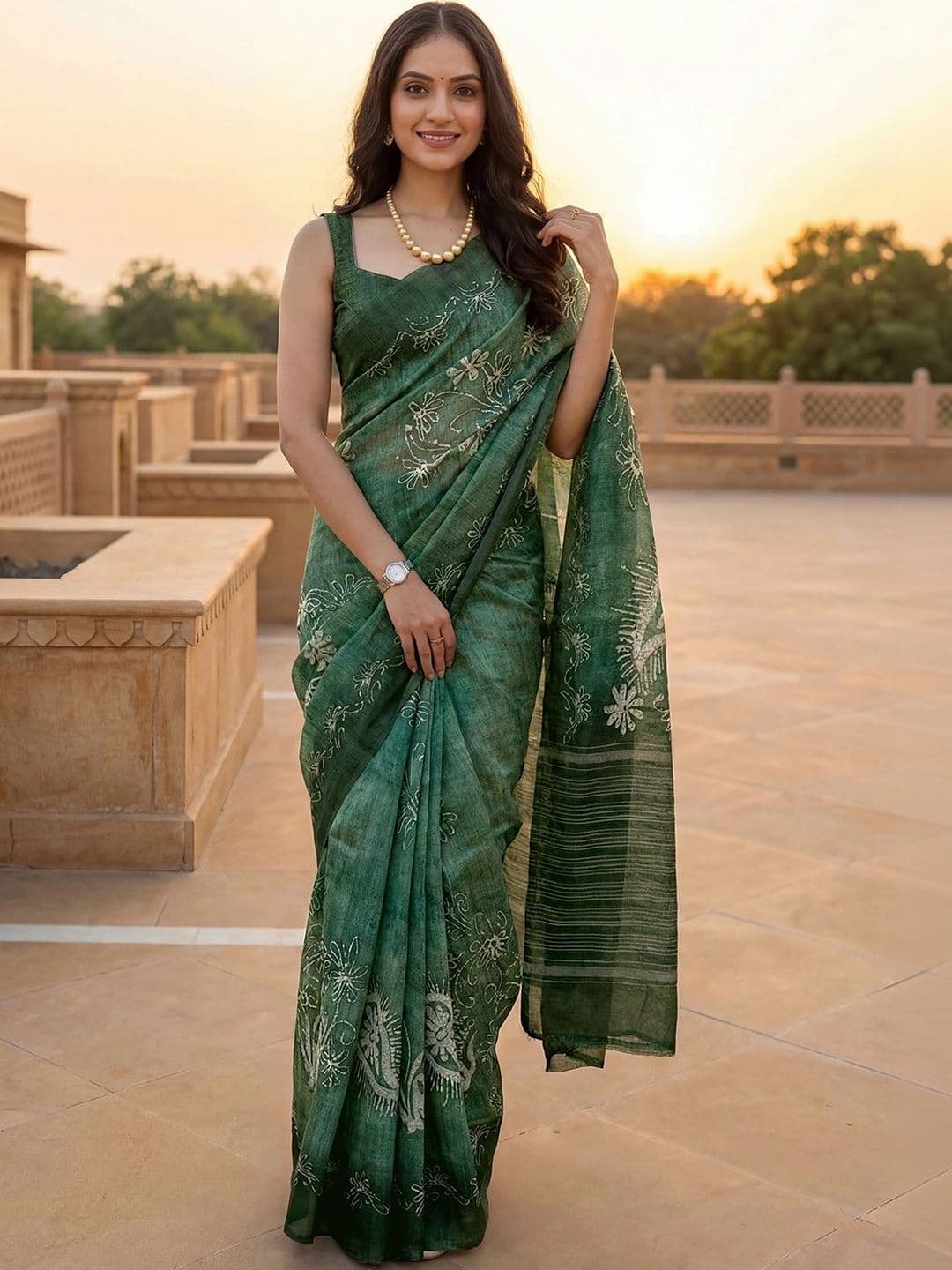 KALINI Floral Embroidered Fusion Saree - view 1