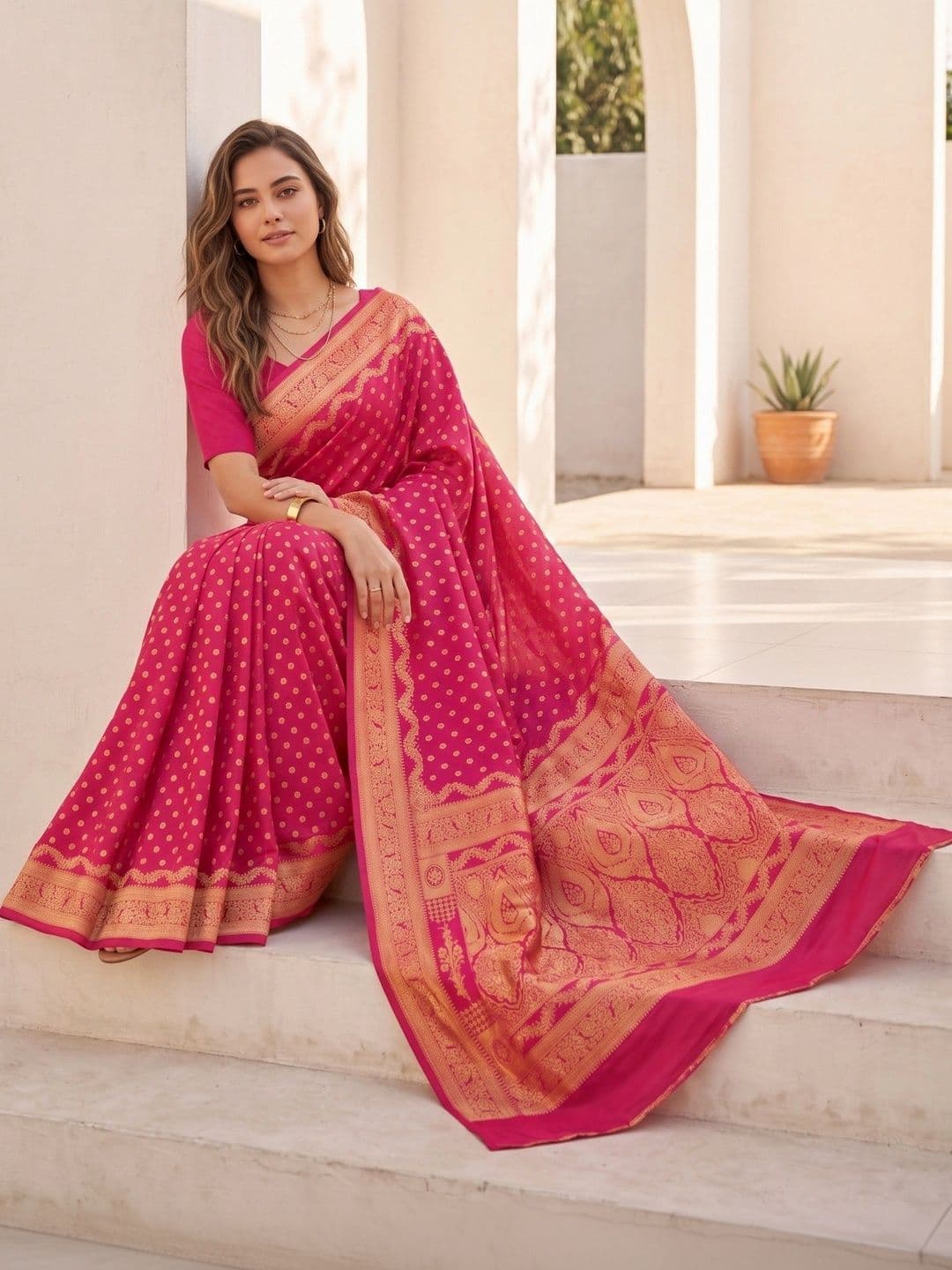 ROOP RADHIKA Woven Design Zari Silk Blend Designer Banarasi Saree - view 1