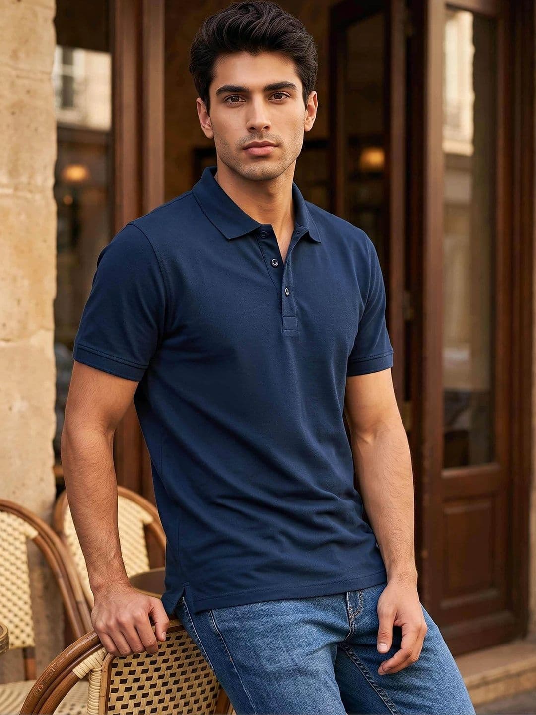 Beyoung Polo Collar Short Sleeves Cotton T-shirt - view 1