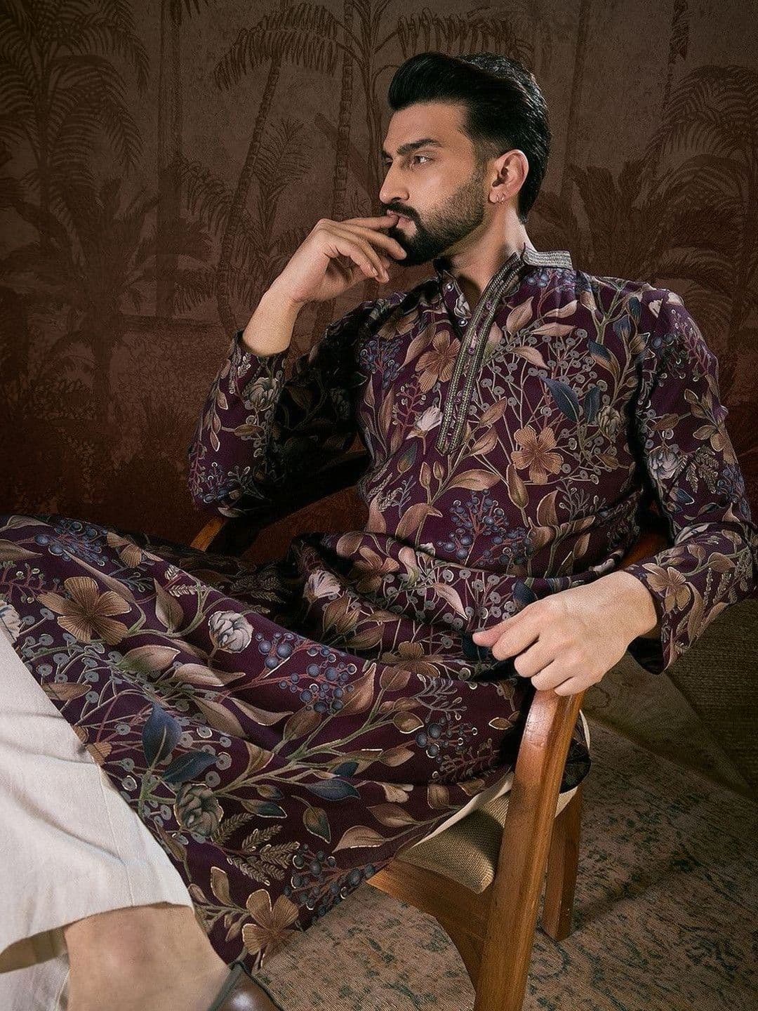 Ethnic Bay Men Floral Printed Kurta - view 1