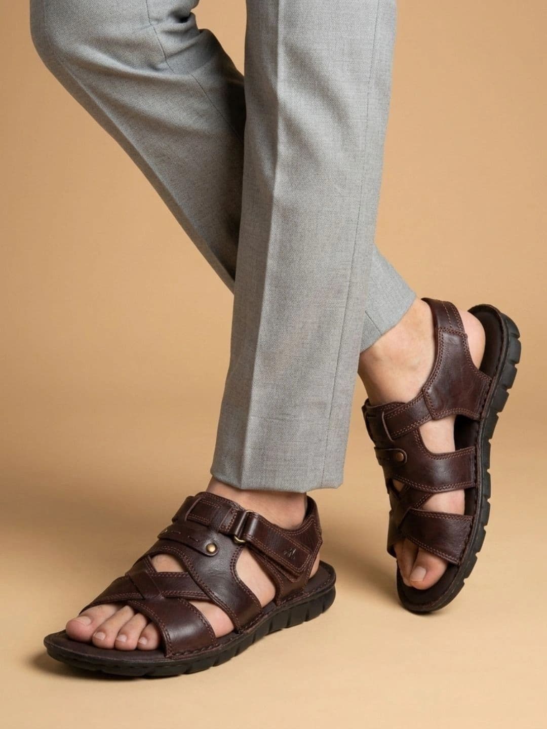Mardi Gras Men Leather Comfort Sandals - view 1
