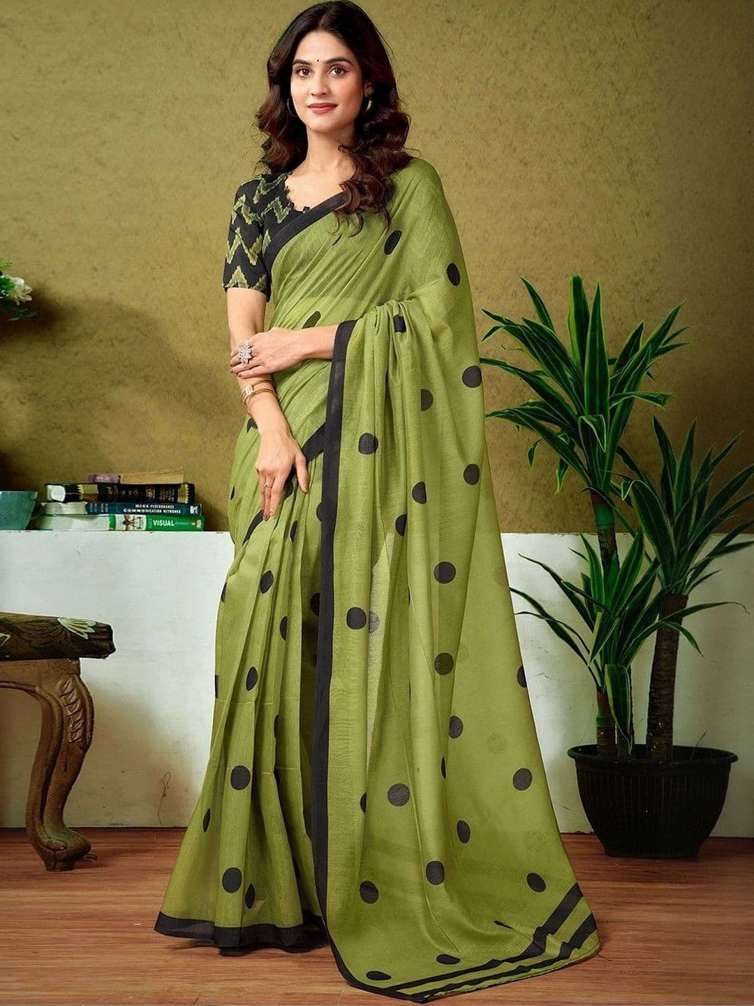KALINI Polka Dot Fusion Saree - view 1