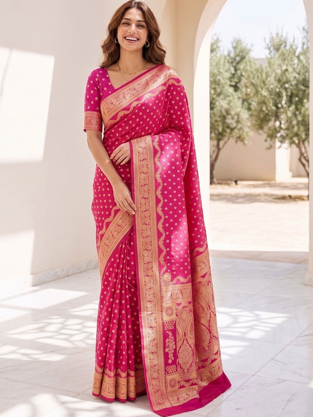 ROOP RADHIKA Woven Design Zari Silk Blend Designer Banarasi Saree - view 1