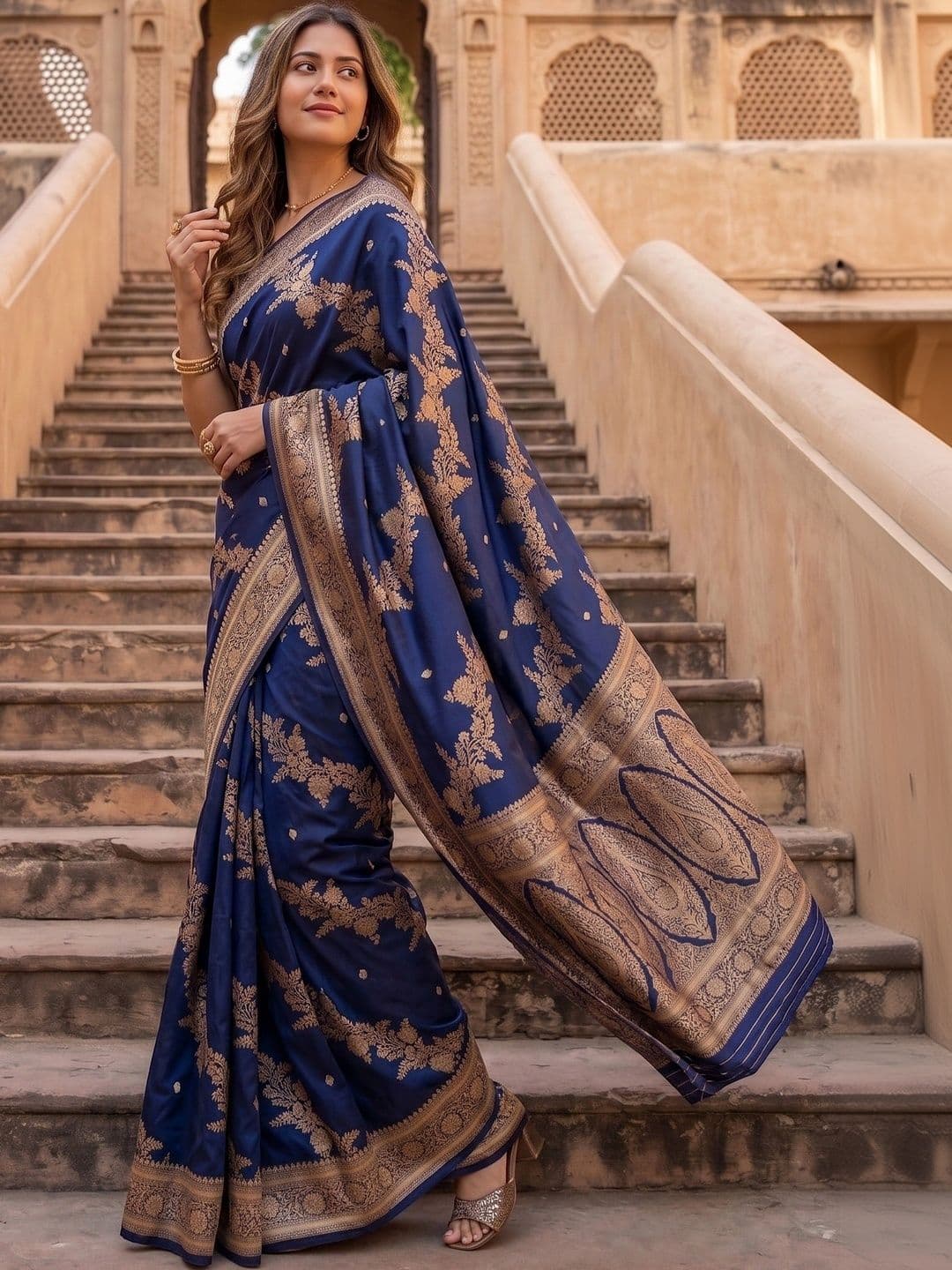ROOP RADHIKA Woven Design Zari Silk Blend Designer Banarasi Saree - view 1