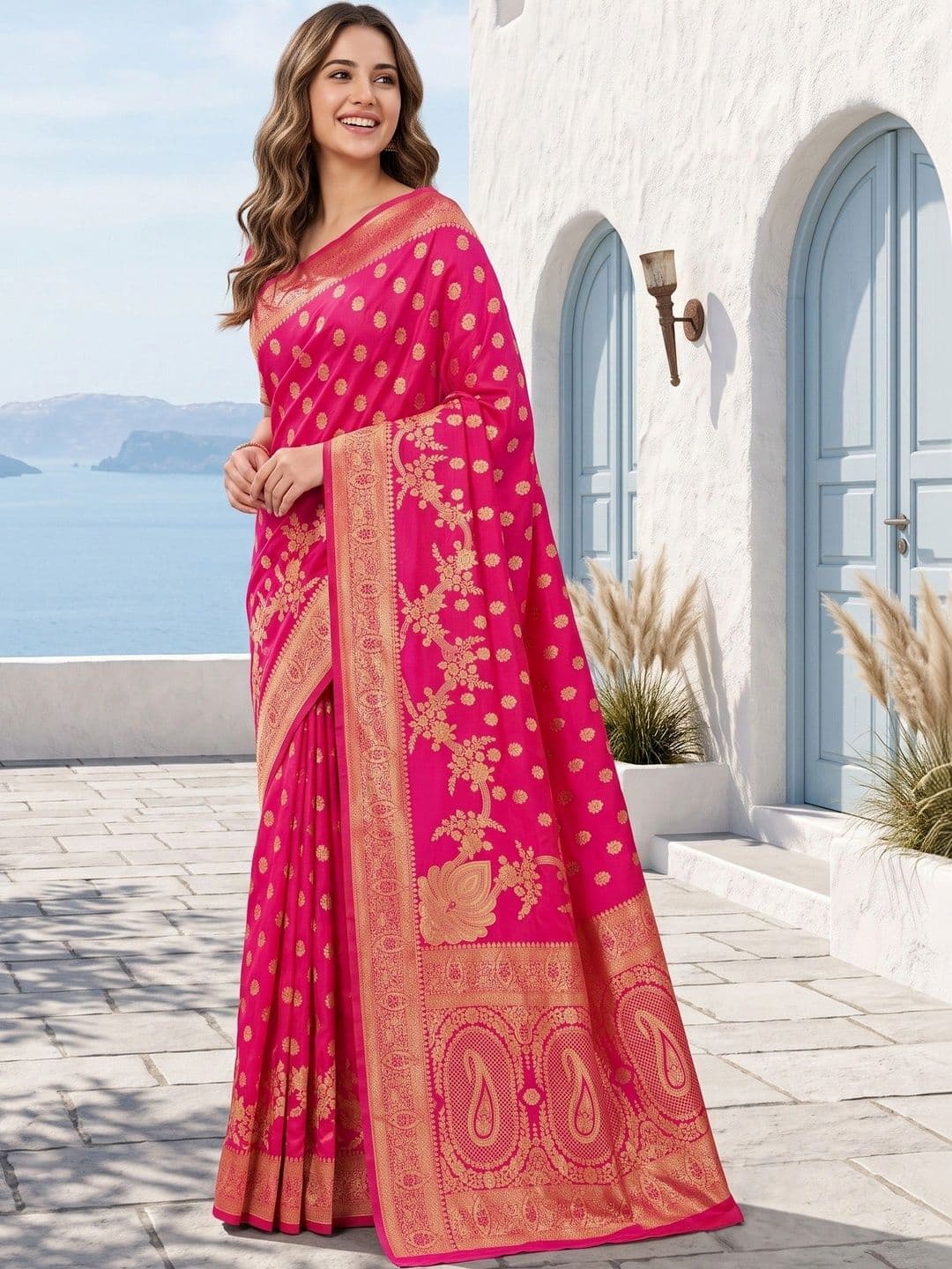 ROOP RADHIKA Woven Design Zari Silk Blend Designer Banarasi Saree - view 1
