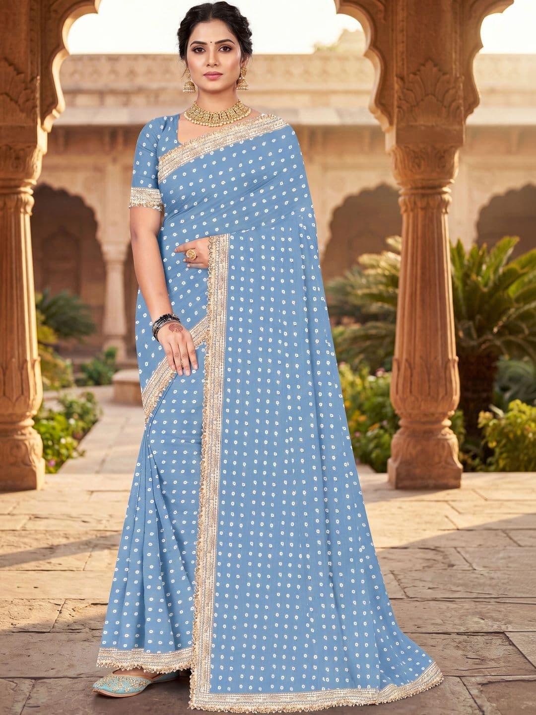 shreecre Bandhani Pure Georgette Saree - view 1