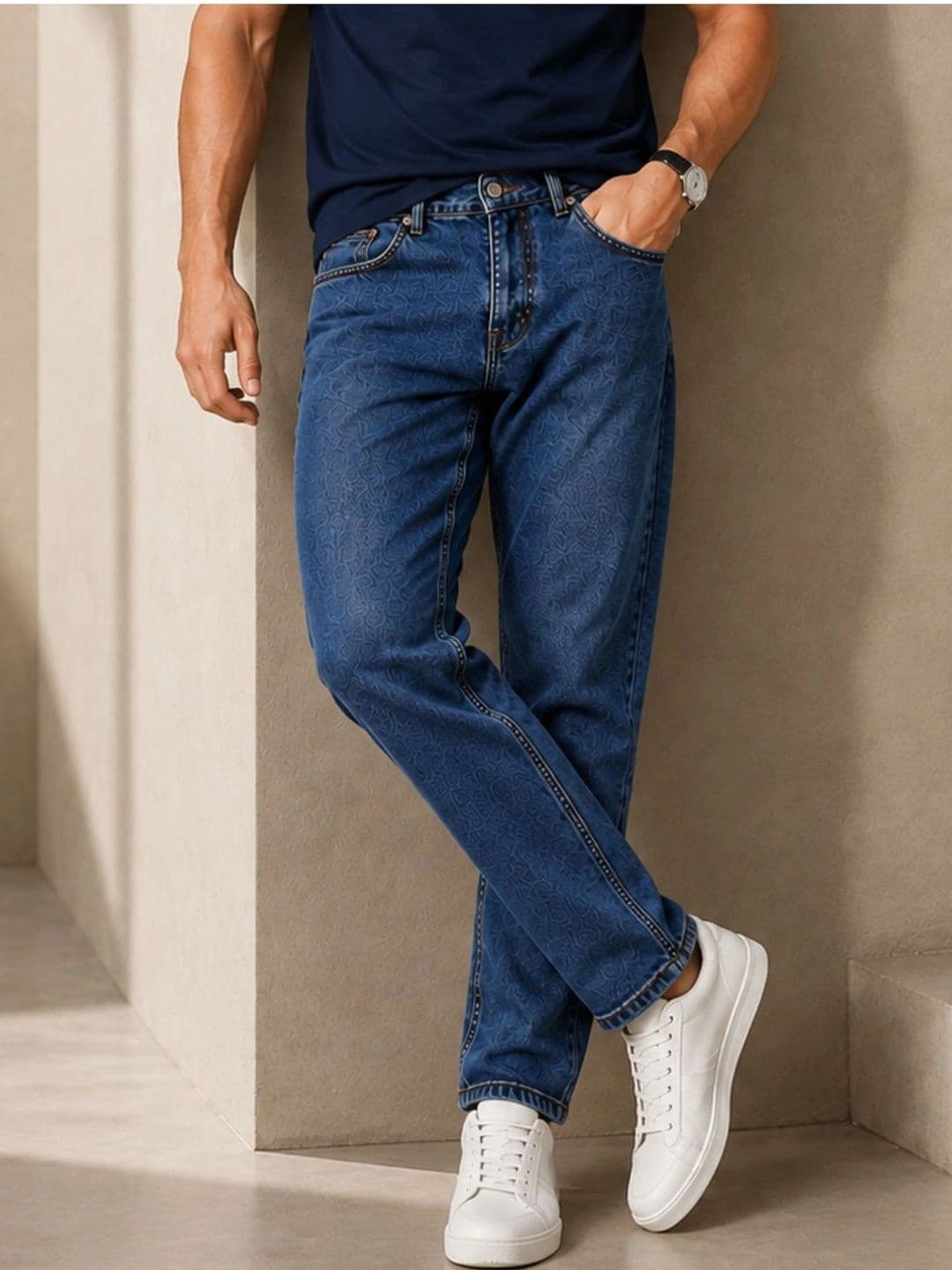 ZUSH Men Straight Fit Mid-Rise Printed Stretchable Jeans - view 1