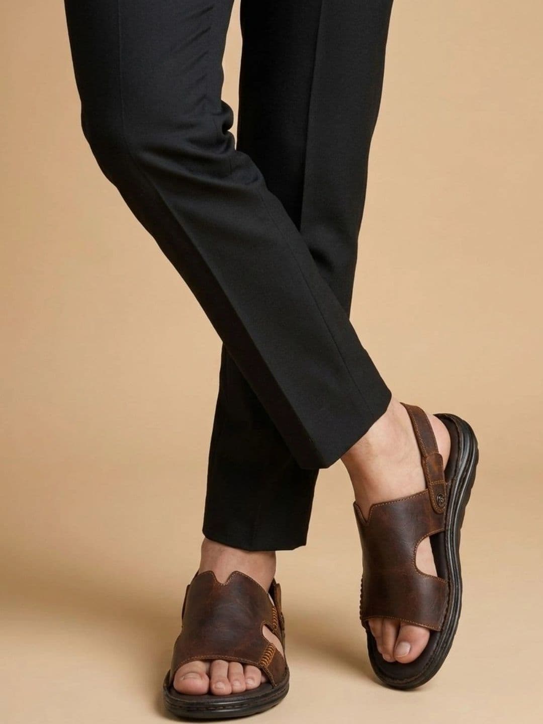 Mardi Gras Men Leather Comfort Sandals - view 1