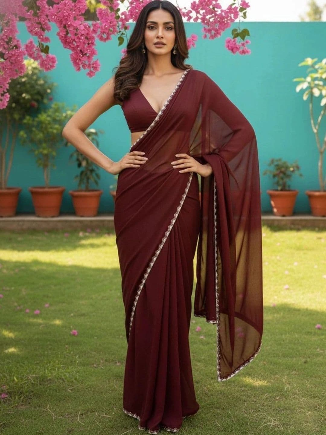 shreecre Pure Georgette Saree - view 1
