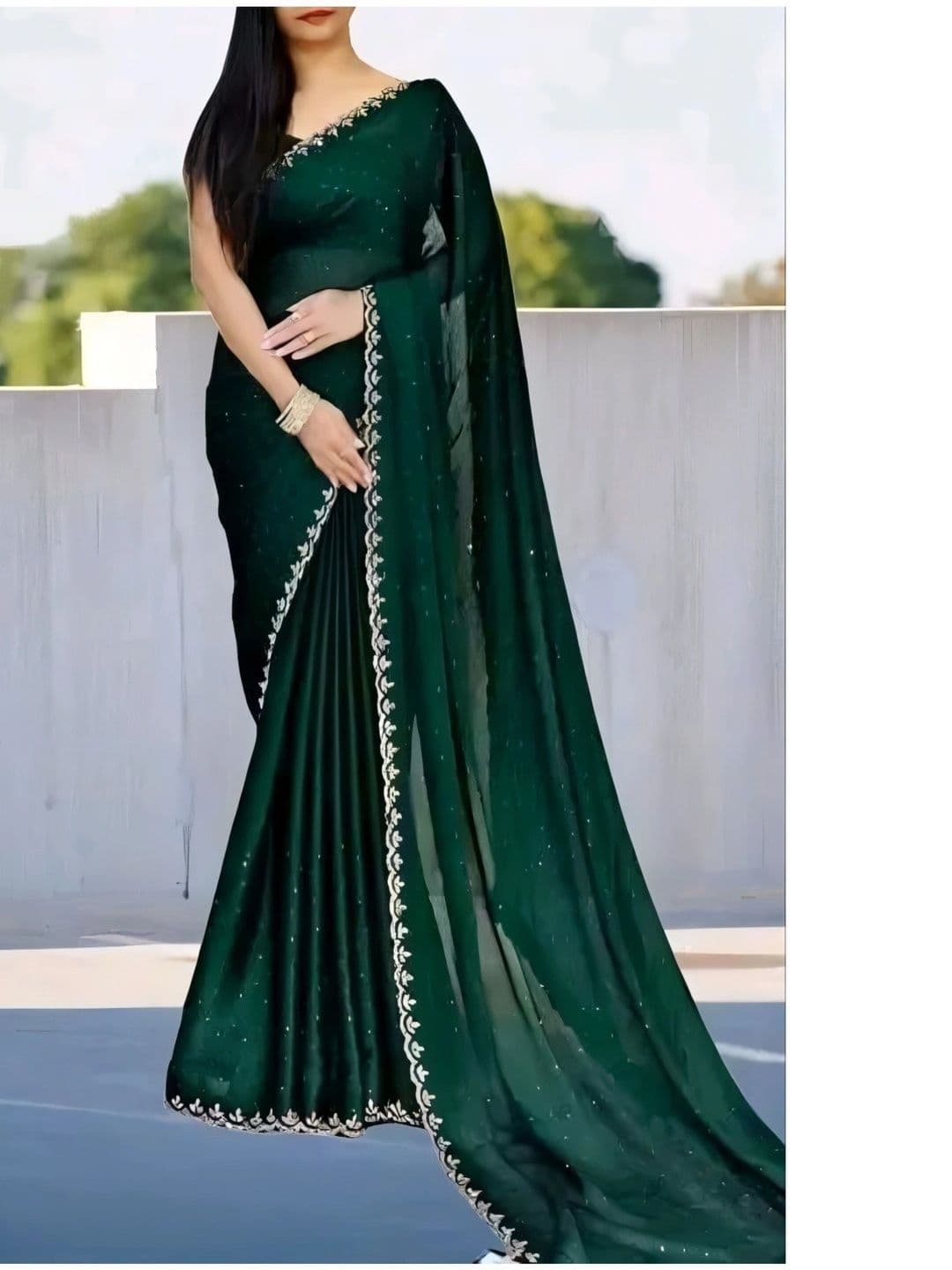 RENBRIZA Poly Georgette Saree - view 1