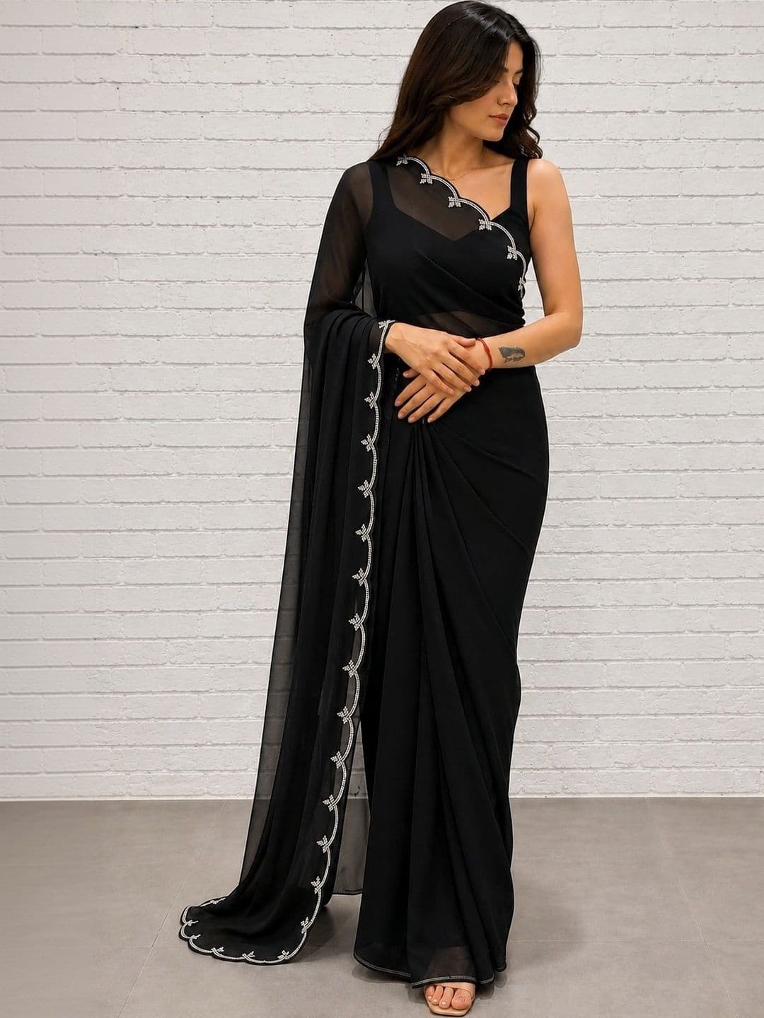 RENBRIZA Poly Chiffon Saree - view 1