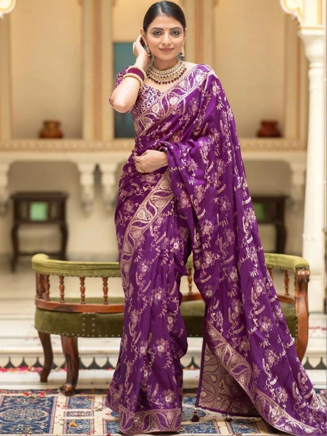VS MALL Woven Design Zari Banarasi Saree - view 1