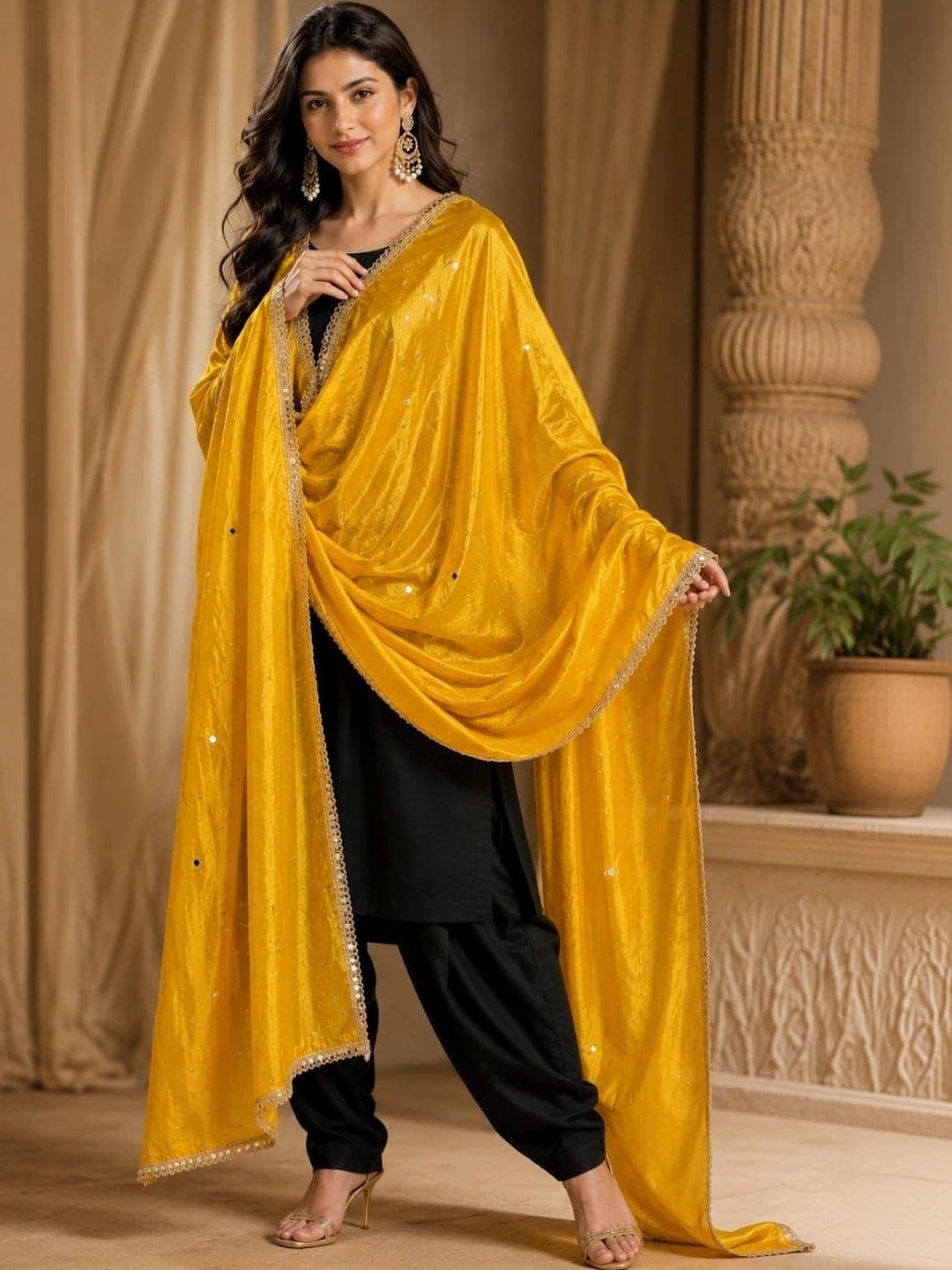 Karthav Fashion Dupatta with Mirror Work - view 1