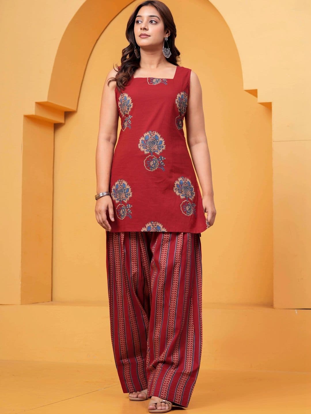 NYPA Women Ethnic Motifs Printed Regular Pure Cotton Kurta with Patiala - view 1