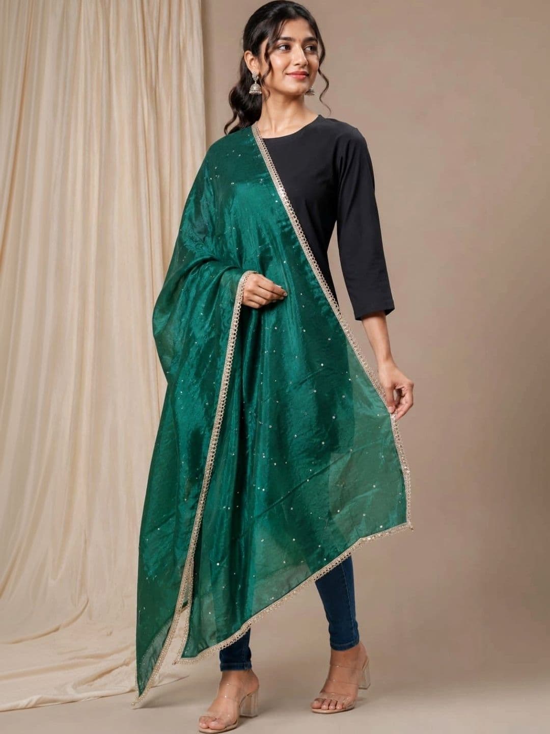 Karthav Fashion Dupatta with Sequinned - view 1