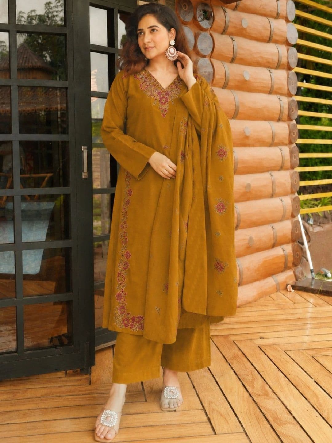 KALINI Women Ethnic Motifs Embroidered Regular Thread Work Kurta with Palazzos & With Dupatta - view 1