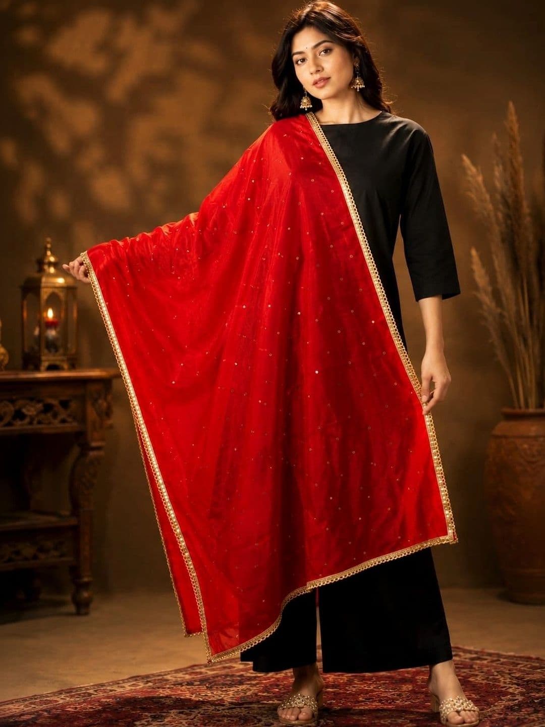 Karthav Fashion Dupatta with Sequinned - view 1